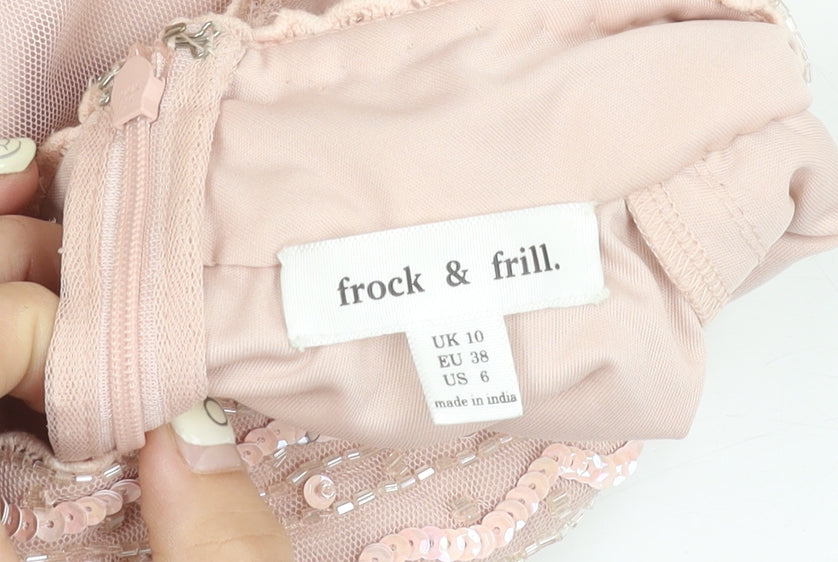 Frock & Frill Pink Women's Dress, Size 10, Sequin Accent