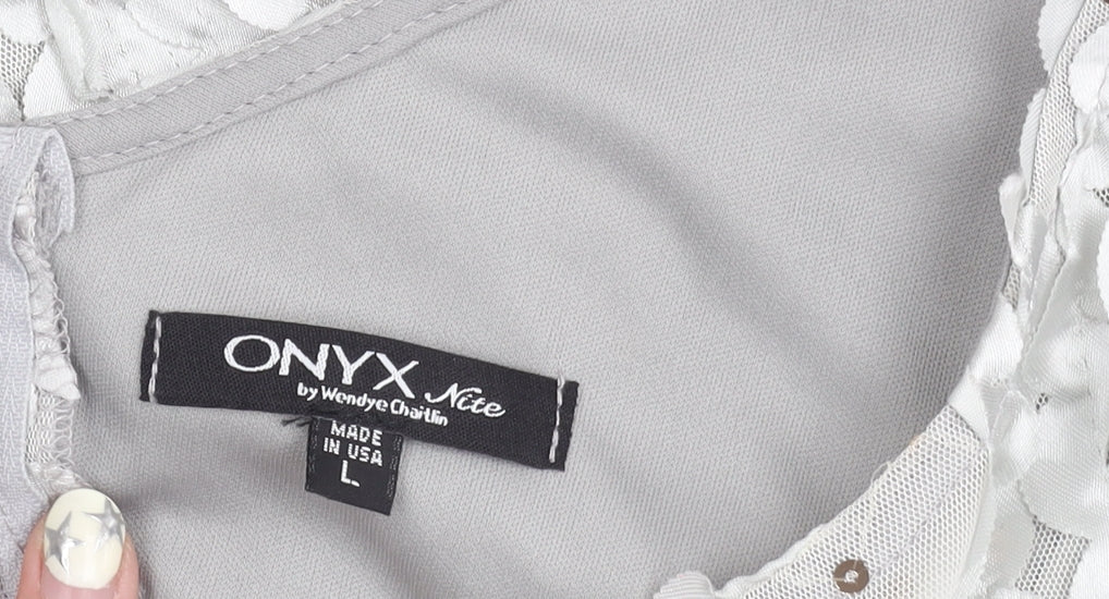 Onyx Nite Women's Grey L Sleeveless Blouse