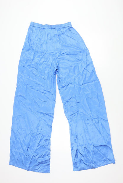 Bershka Women's Blue Wide-Leg Trousers Size 8