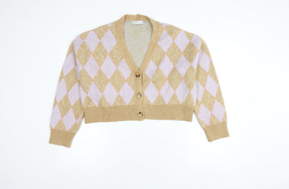 Womens UK Size 8 Stradivarius Beige Cardigan Jumper