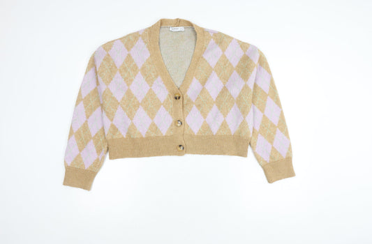 Womens UK Size 8 Stradivarius Beige Cardigan Jumper