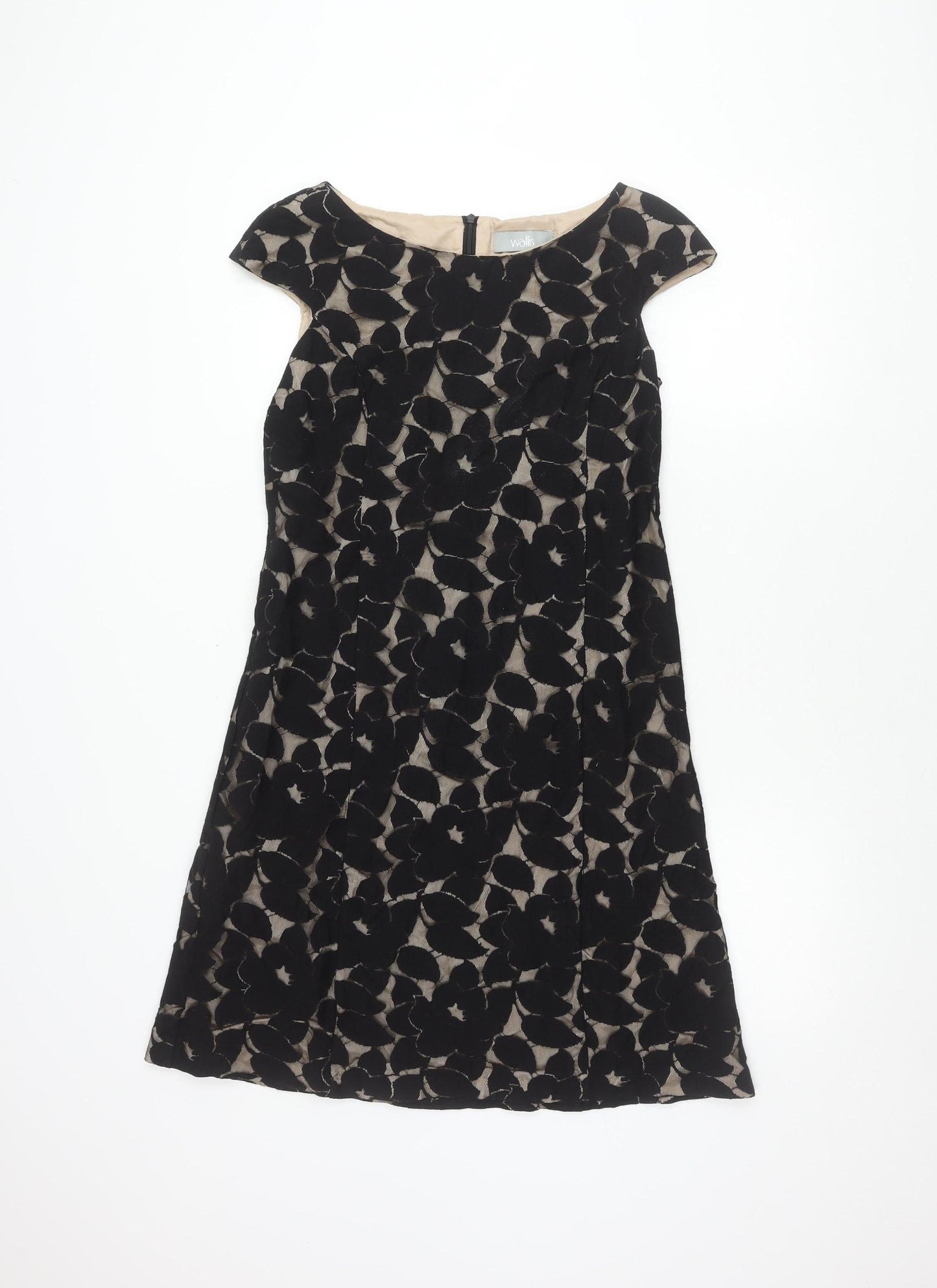 Wallis Women Black Floral Sheath Dress Size 12
