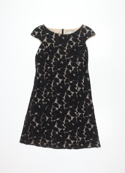 Wallis Women Black Floral Sheath Dress Size 12