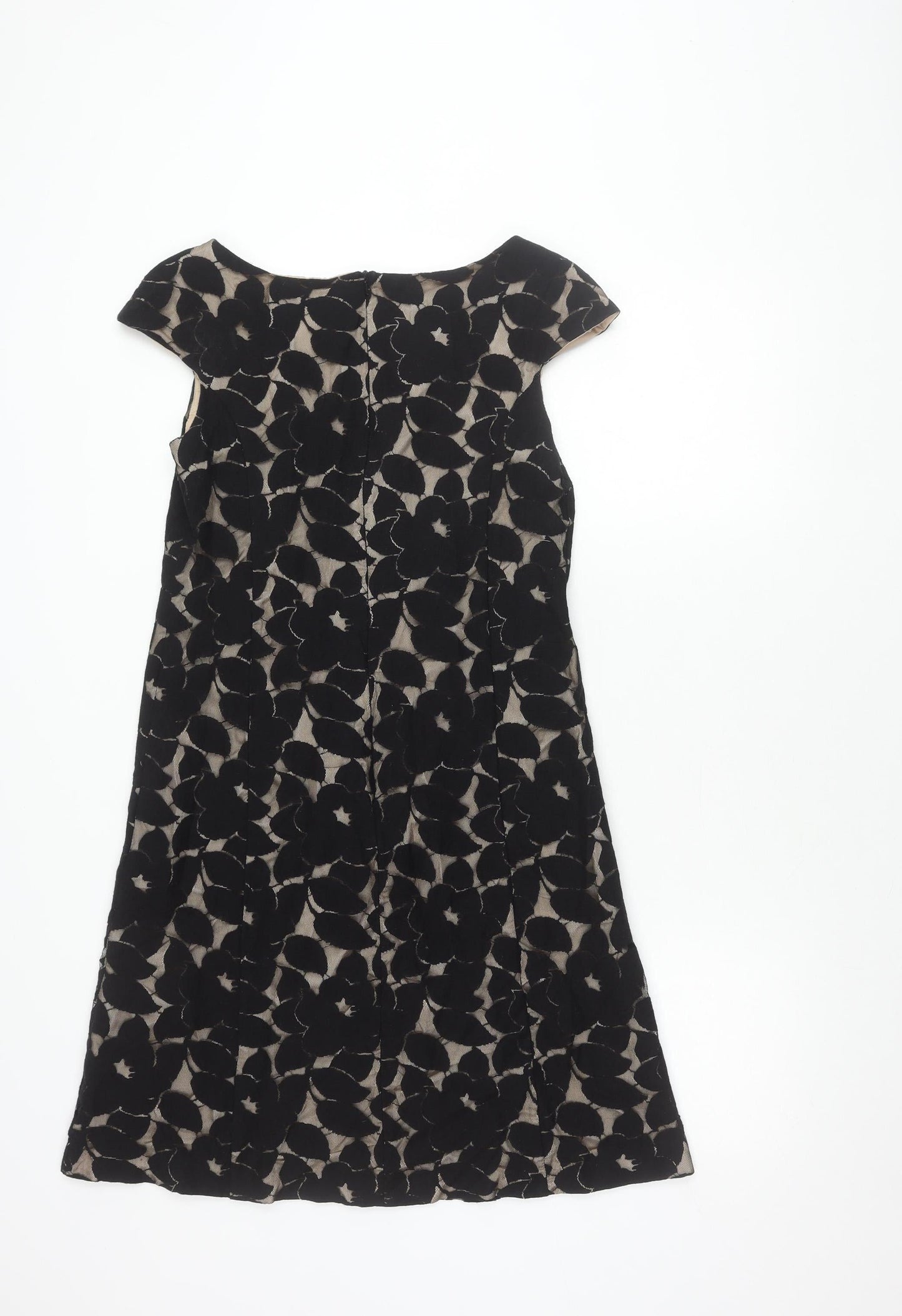 Wallis Women Black Floral Sheath Dress Size 12
