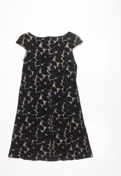 Wallis Women Black Floral Sheath Dress Size 12