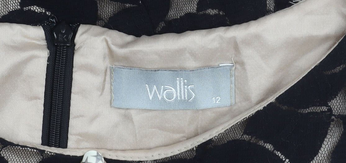 Wallis Women Black Floral Sheath Dress Size 12