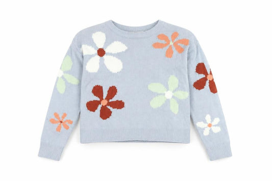 Chloe + Cyrus Girls Blue Floral Pullover Jumper M