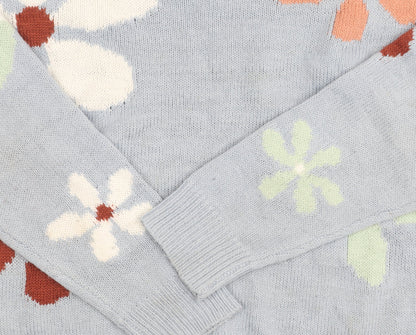 Chloe + Cyrus Girls Blue Floral Pullover Jumper M