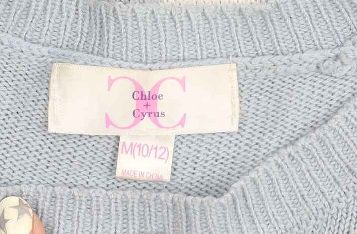Chloe + Cyrus Girls Blue Floral Pullover Jumper M