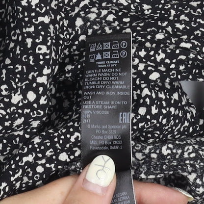 M&S Women's Black A-Line Knee Length Dress, Size 8