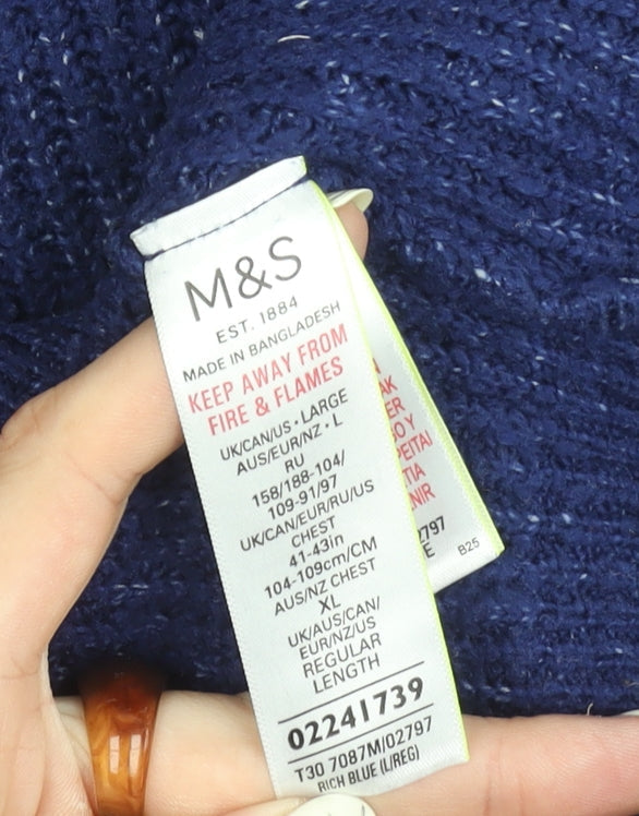 Marks and Spencer Men's Blue Pullover Jumper L