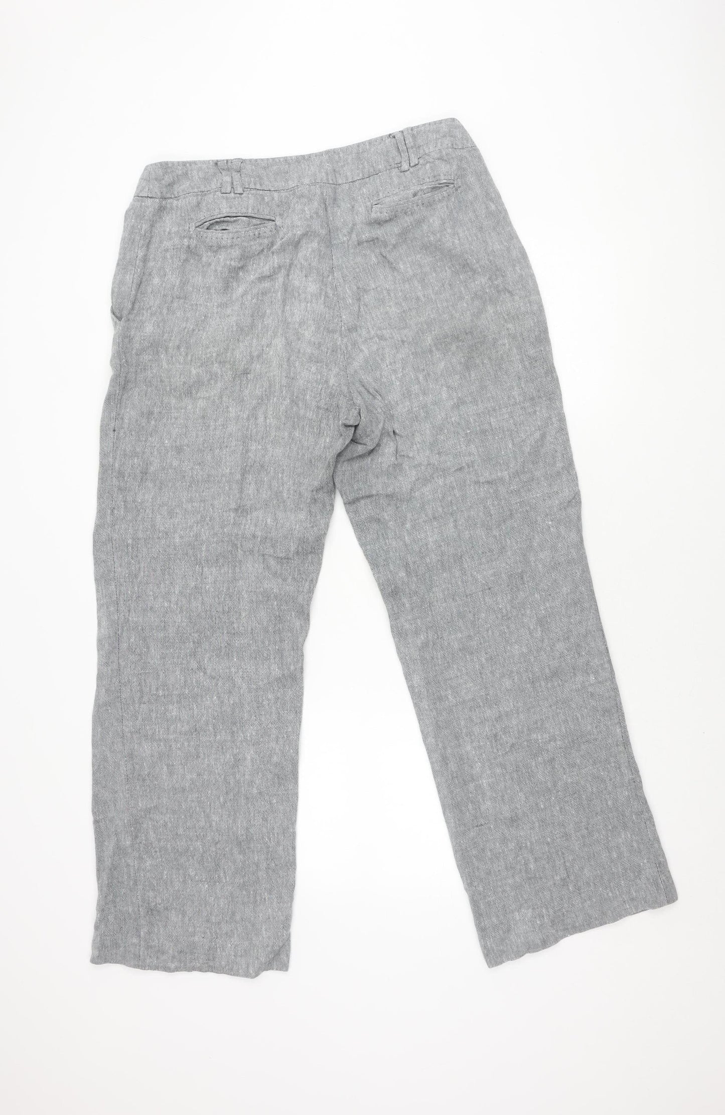 J. Taylor Women's Grey Straight Leg Linen Trousers