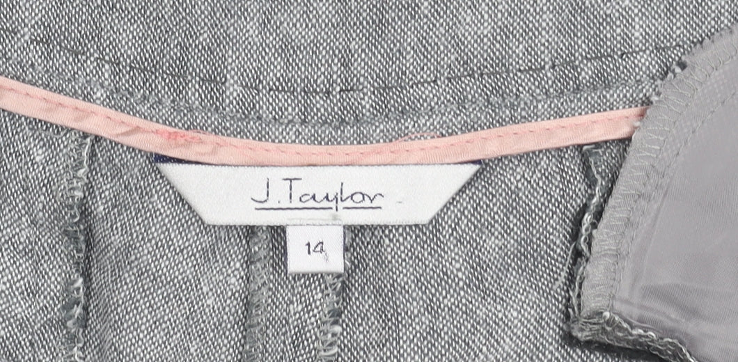 J. Taylor Women's Grey Straight Leg Linen Trousers