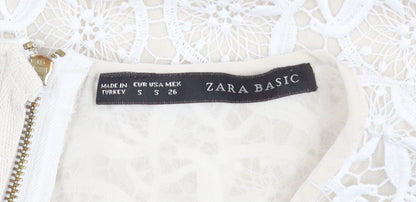Womens UK Size S Zara Basic Ivory  Blouse