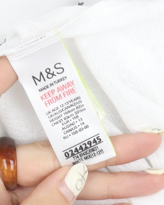 Marks and Spencer Girls White Star Dress 12-13 Years