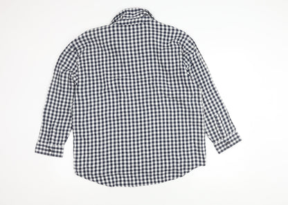 Bonmarché Women's Blue Check Button-Up Shirt Size 14