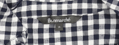 Bonmarché Women's Blue Check Button-Up Shirt Size 14