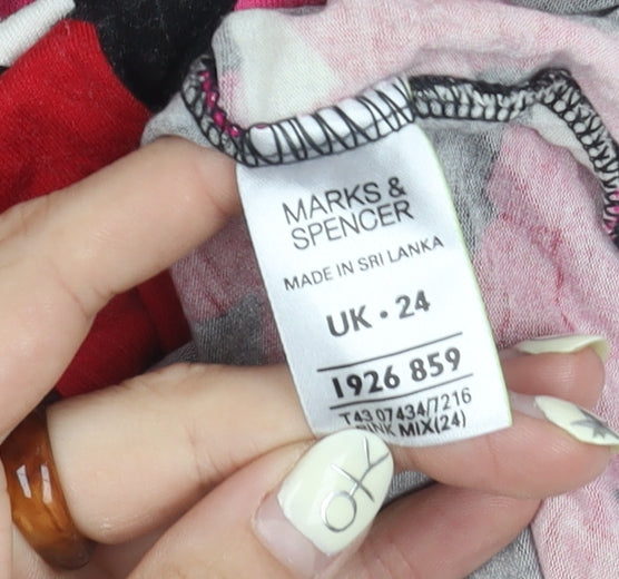 Womens UK Size 24 Marks and Spencer Multicoloured Basic T-Shirt