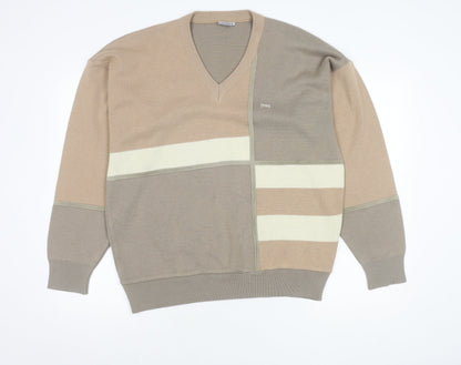 Firenze Men's Beige XL V-Neck Pullover Jumper