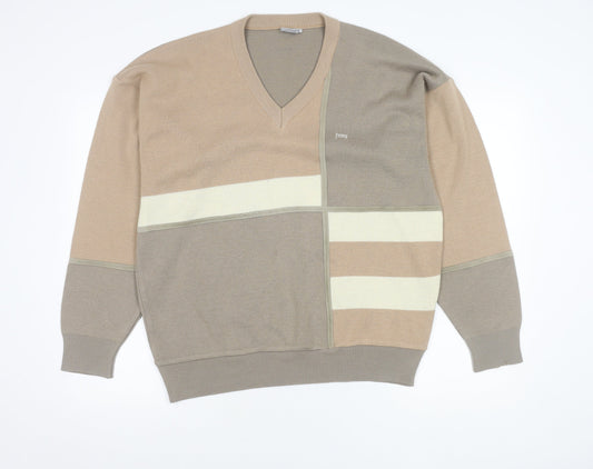 Firenze Men's Beige XL V-Neck Pullover Jumper