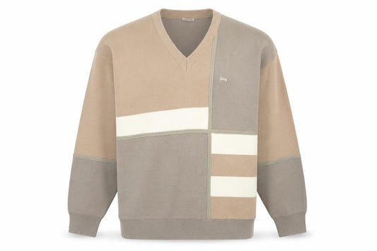 Firenze Men's Beige XL V-Neck Pullover Jumper