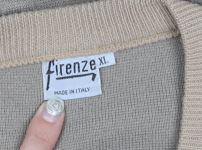 Firenze Men's Beige XL V-Neck Pullover Jumper
