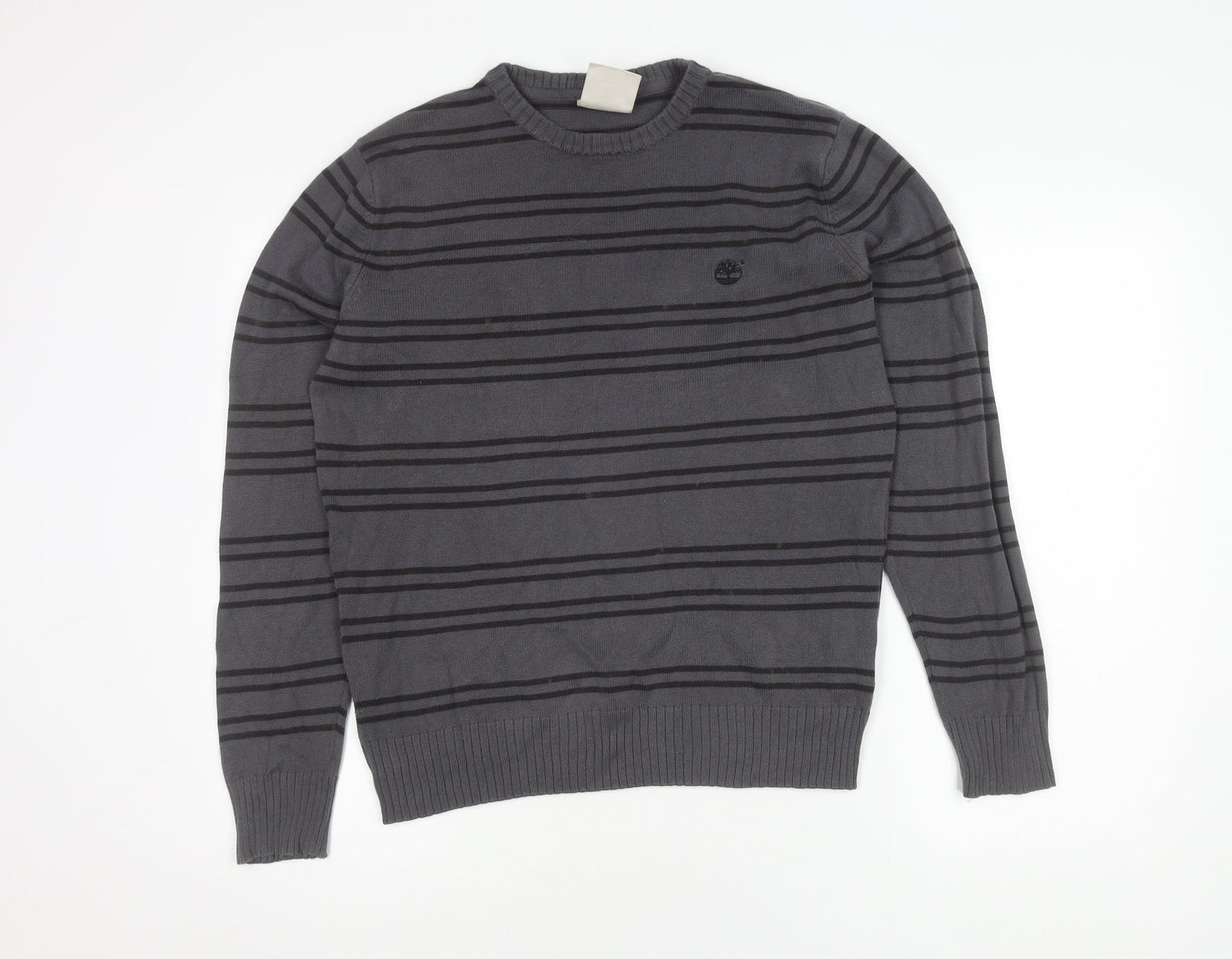Timberland Men's Grey Striped Pullover Jumper M
