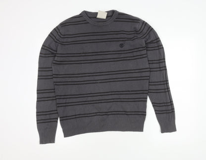 Timberland Men's Grey Striped Pullover Jumper M