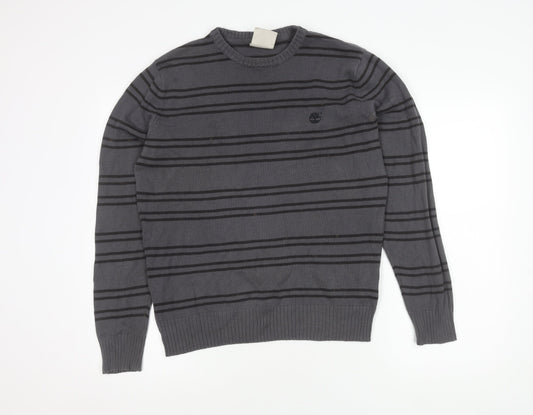 Timberland Men's Grey Striped Pullover Jumper M