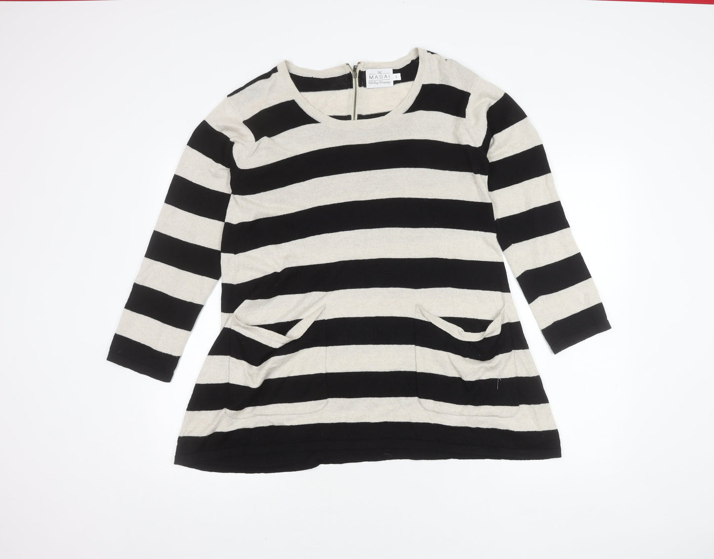 Masai Women's Black Stripe Tunic Jumper, Size S