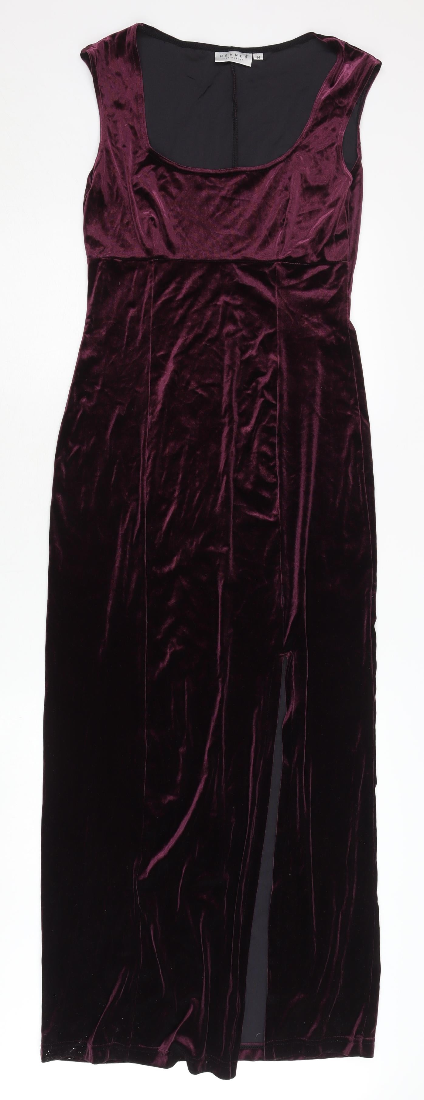 Hennes Women's Purple Long Velvet Bodycon Dress M