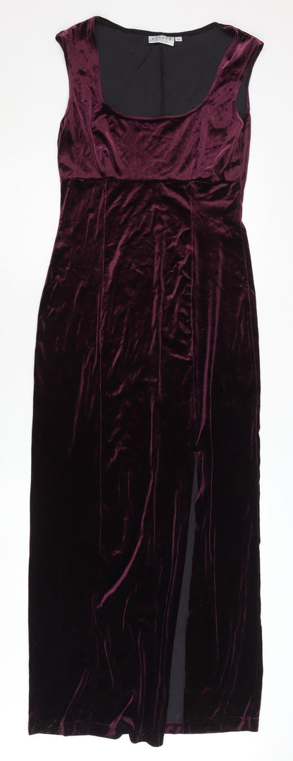 Hennes Women's Purple Long Velvet Bodycon Dress M