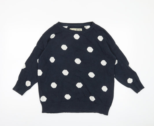 Jack Wills Women's Blue Polka Dot Pullover Jumper, Uk 10