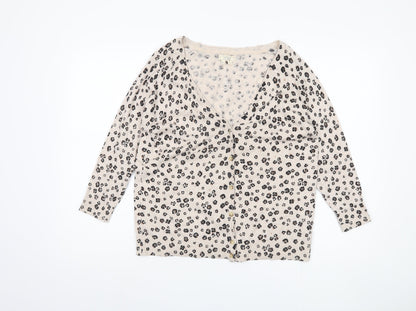 Womens UK Size 14 Fat Face Beige Cardigan Jumper