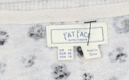 Womens UK Size 14 Fat Face Beige Cardigan Jumper