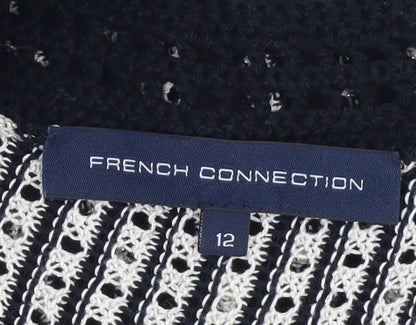 French Connection Women's Black Striped Dress Sz 12