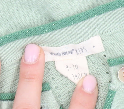 White Stuff Girls Green Cotton Cardigan - 9-10 Years