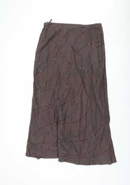 Marks and Spencer Women’s Brown Long Beaded Skirt, Size 16