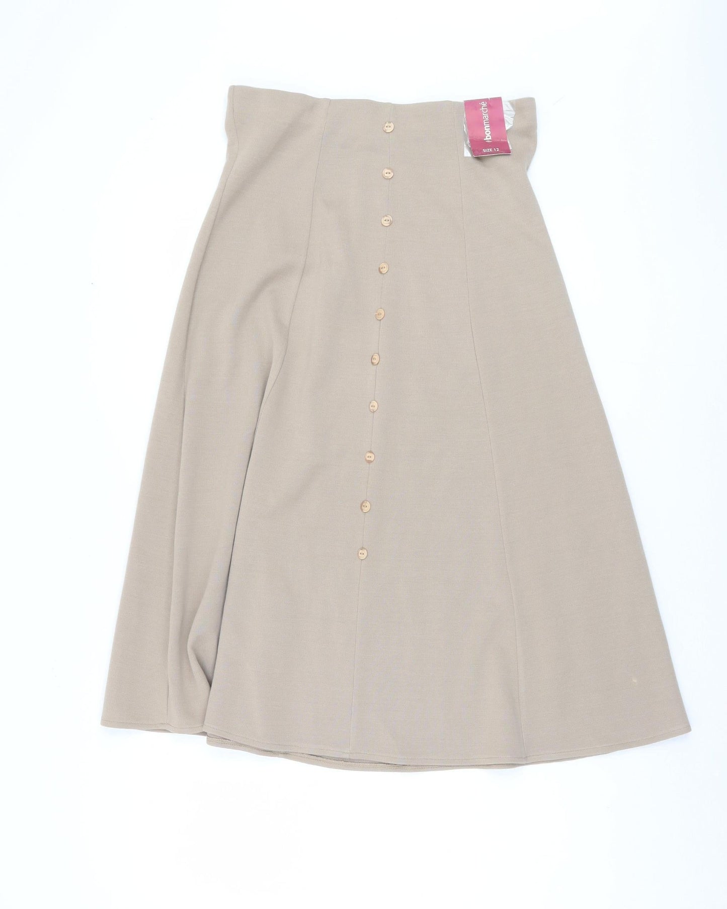 Bonmarché Women Beige Knit Skirt Size 12 Button Accents