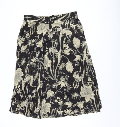 Marks and Spencer Women's Black Floral Skirt, Size 14