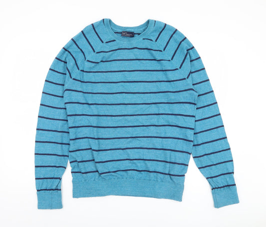 GAP Men's Blue Striped Pullover Jumper L