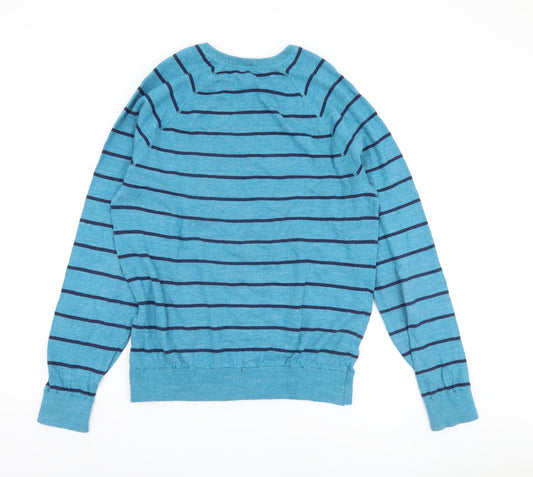 GAP Men's Blue Striped Pullover Jumper L