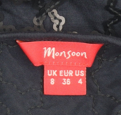 Monsoon Women's Blue Short Sleeve Dress Size 8