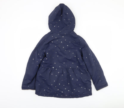 Joules Girls Blue Hooded Parka Coat Age 9-10