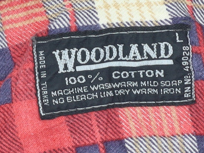 Woodland Men's Red Plaid Cotton Shirt L Casual