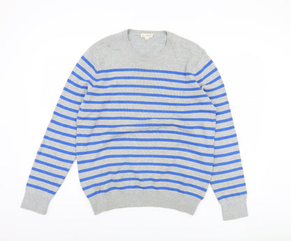 GAP Men's Grey Striped Pullover Jumper M