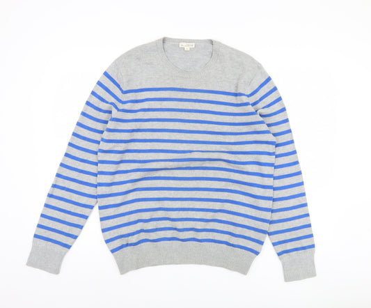 GAP Men's Grey Striped Pullover Jumper M