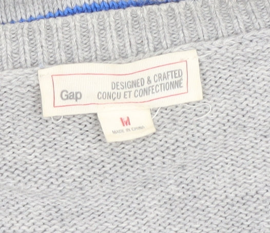 GAP Men's Grey Striped Pullover Jumper M