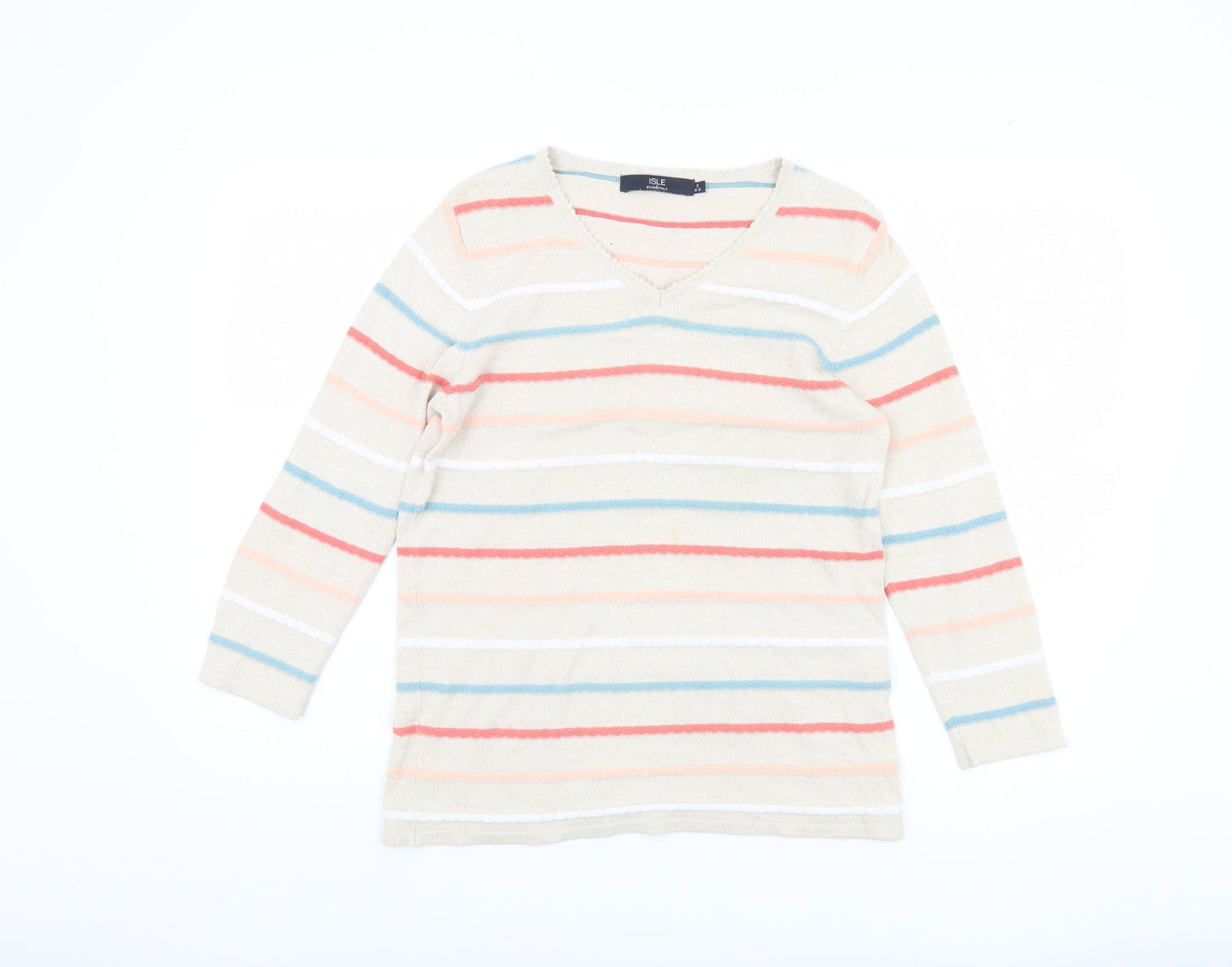 Womens UK Size S Isle Essentials Beige Pullover Jumper