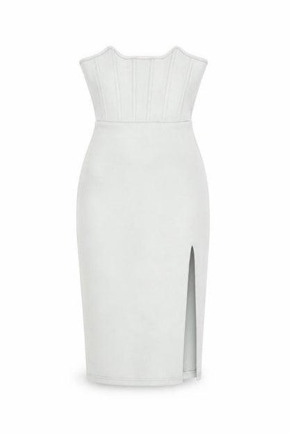 Oh Polly Women's Grey Belted Dress, Size 8, Zip Closure